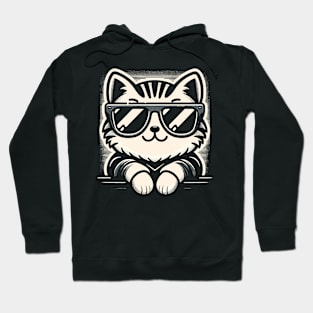 Retro Cat in Sunglasses Novelty Funny Cat Hoodie